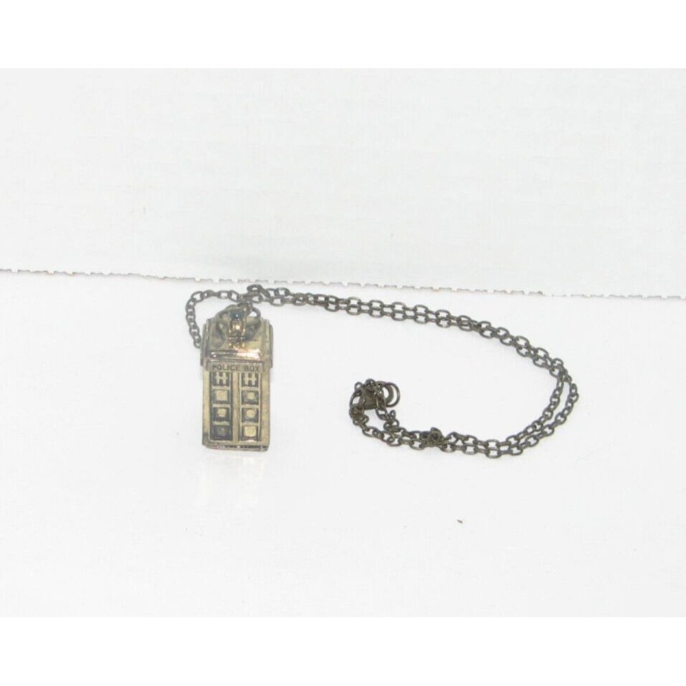 Doctor Who TARDIS Police Box Necklace & Charm with Blue Rhinestone